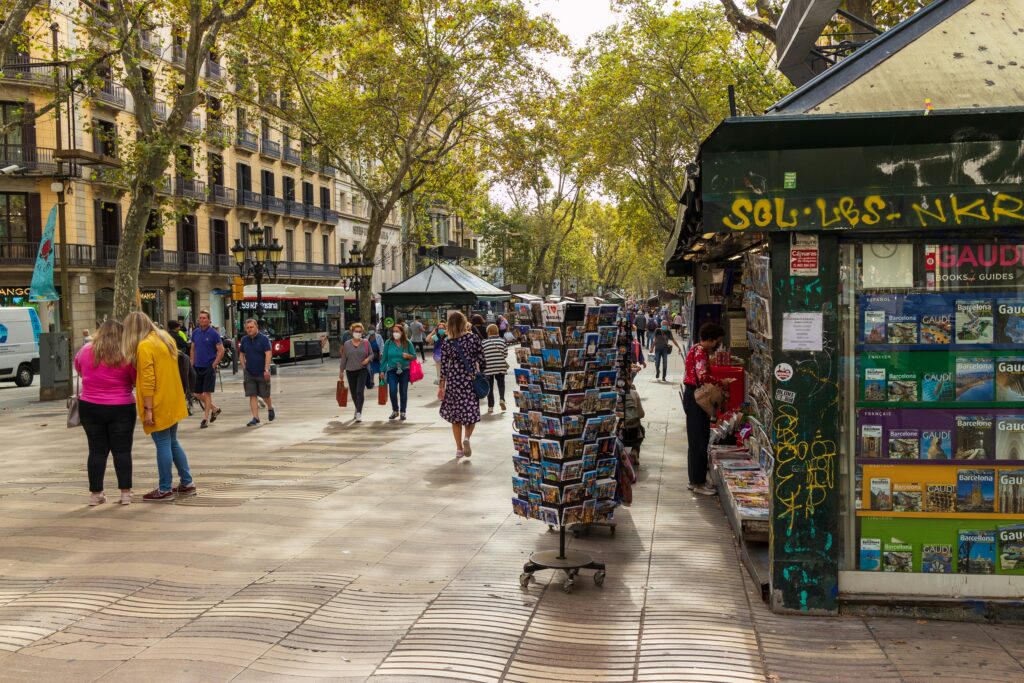 People on Las Ramblas in Barcelona