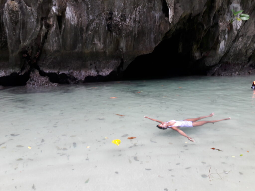 Hidden beach in Emerald Cave, Trang