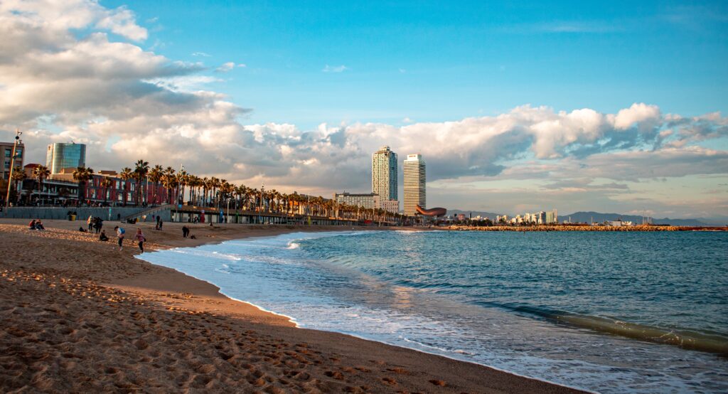Barcelona beach view of city in distance