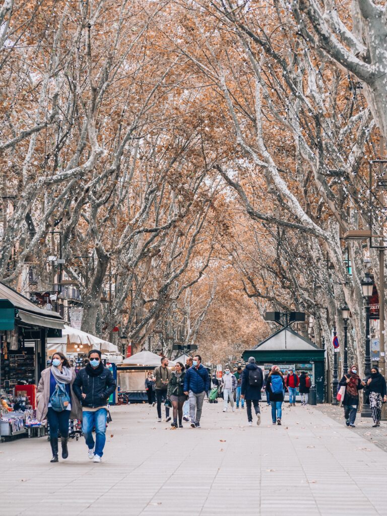 People walking along Las Ramblas, Barcelona